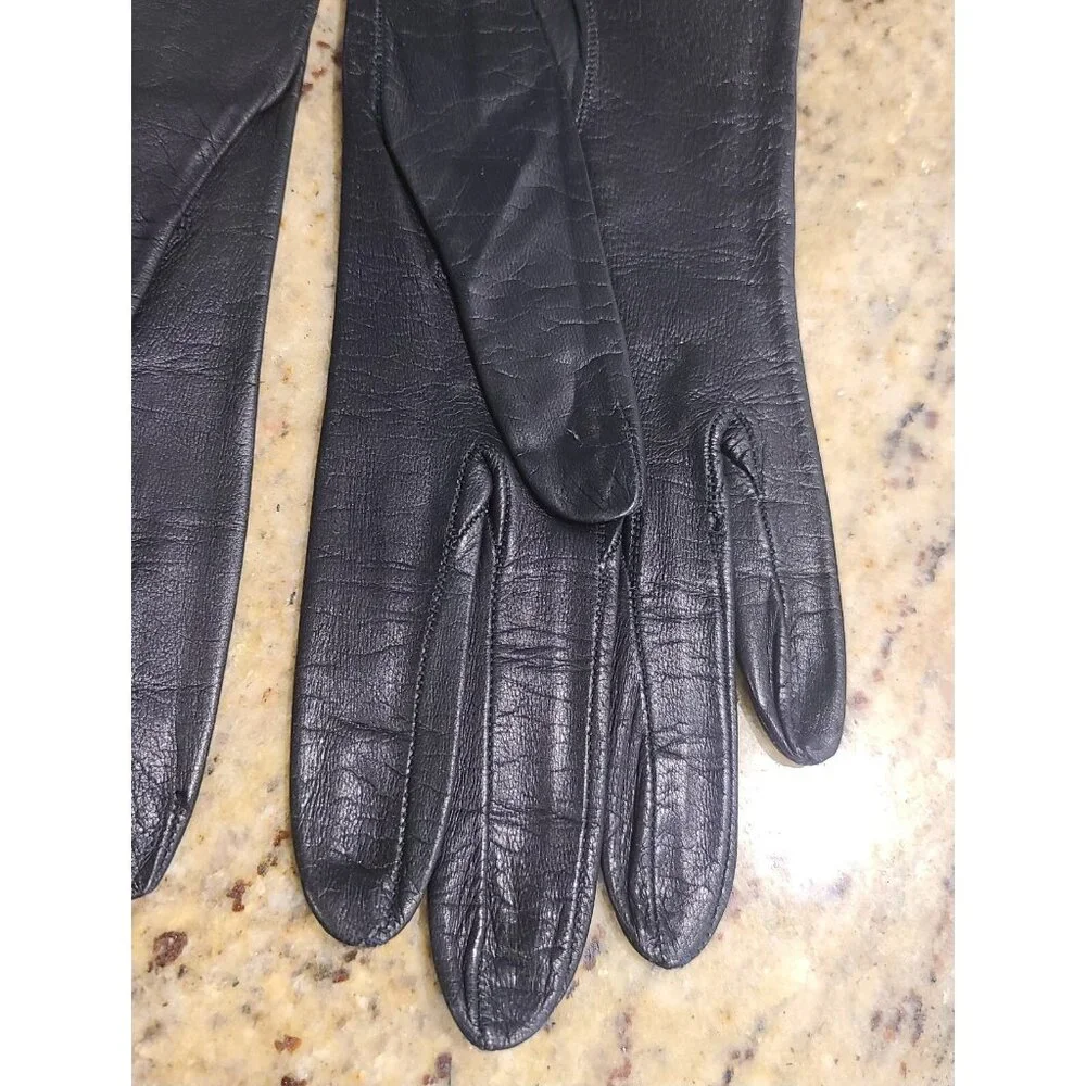 Vintage Womens Size S 6 Black Soft Leather 11